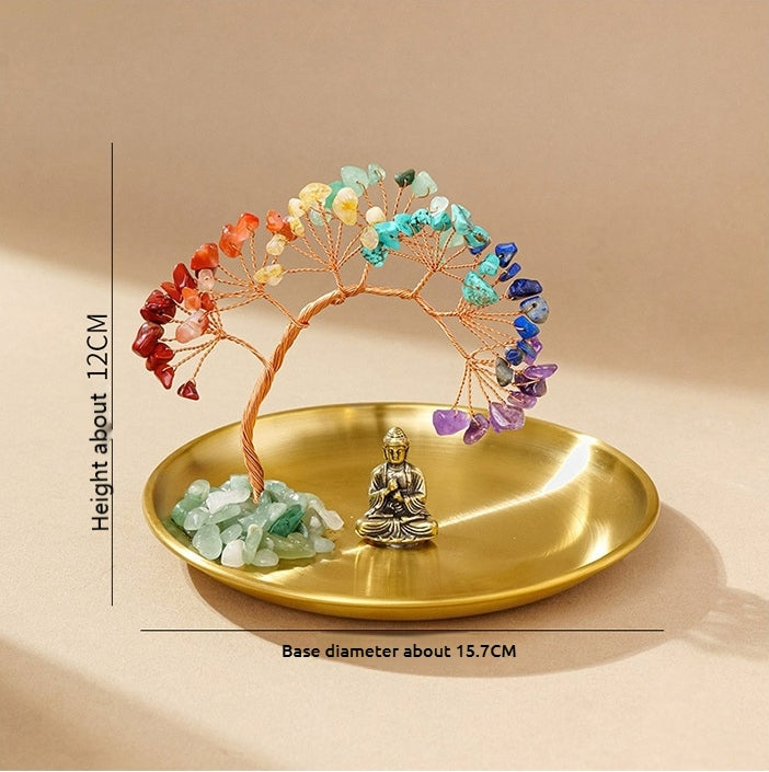 Runke Jewelry 7Chakras Crystal Tree Decor – Buddha Zen Meditation Yoga Feng Shui Ornament with Colorful Crystal