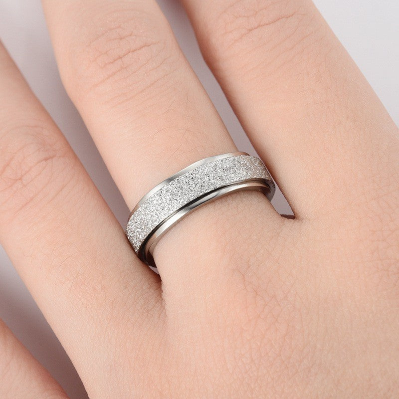 Matte Titanium Steel Rotatable Anxiety Relief Ring – Couple Fashion Jewelry (Black/Gold/Silver/Rainbow/Rose Gold/Blue)