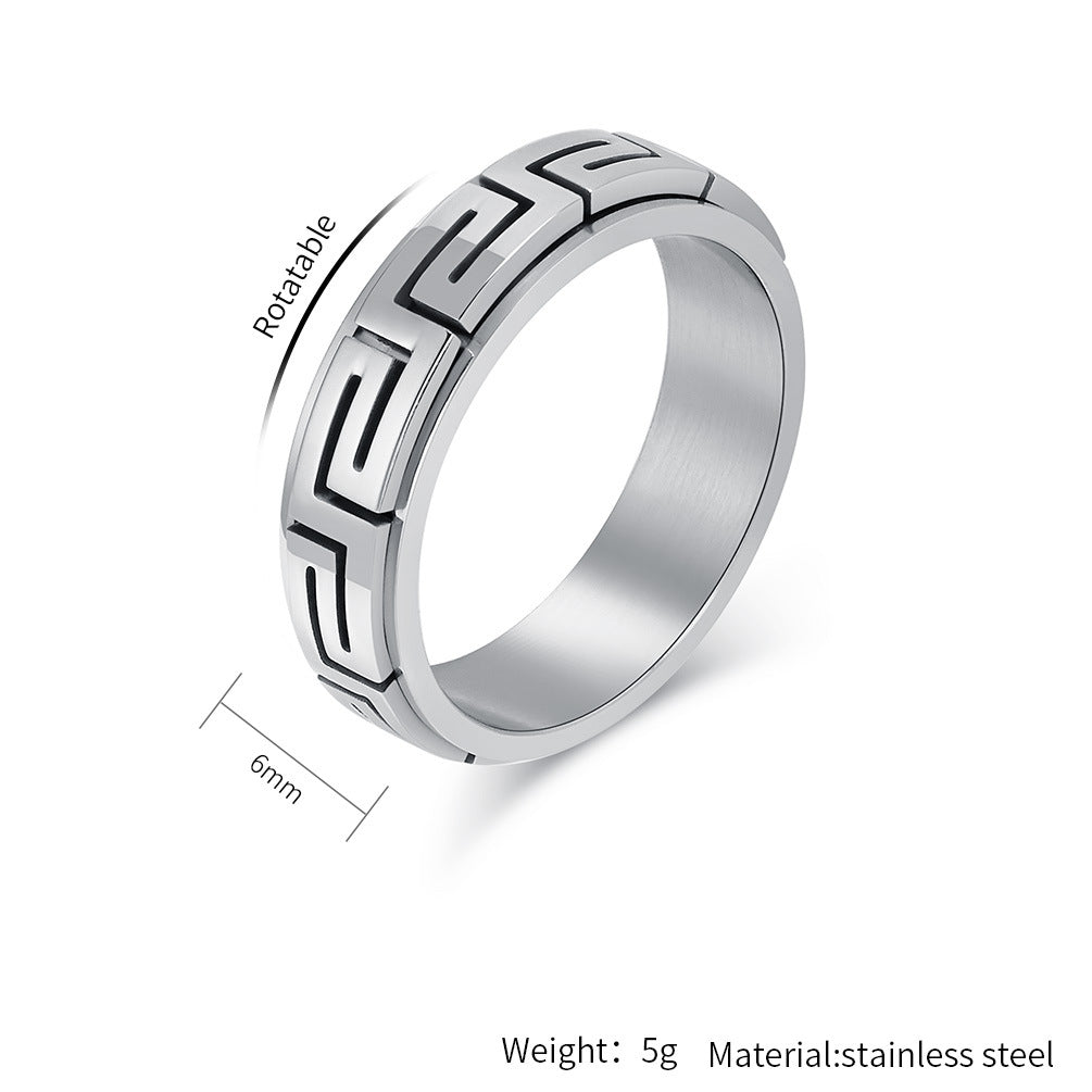 INS Minimalist Luxury Titanium Steel Meditation Spinner Ring for Anxiety Relief, Stress Reduction, Fashion Finger Ring