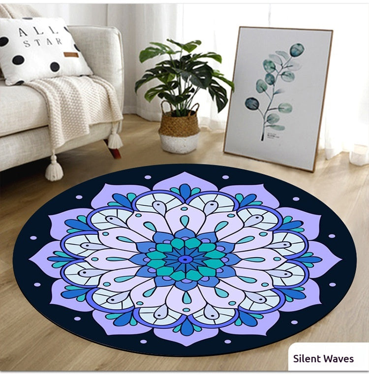 140CM Extra Large Suede & Natural Rubber Meditation Yoga Mat - High-Temperature Digital Print, Sweat-Absorbent, Non-Slip, Zen Meditation Cushion (Multiple Patterns Available)