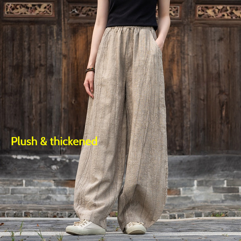 2025 New Ramie Tie-Dye Distressed Casual Pants – Women’s Linen Boho Meditation Harem Pants
