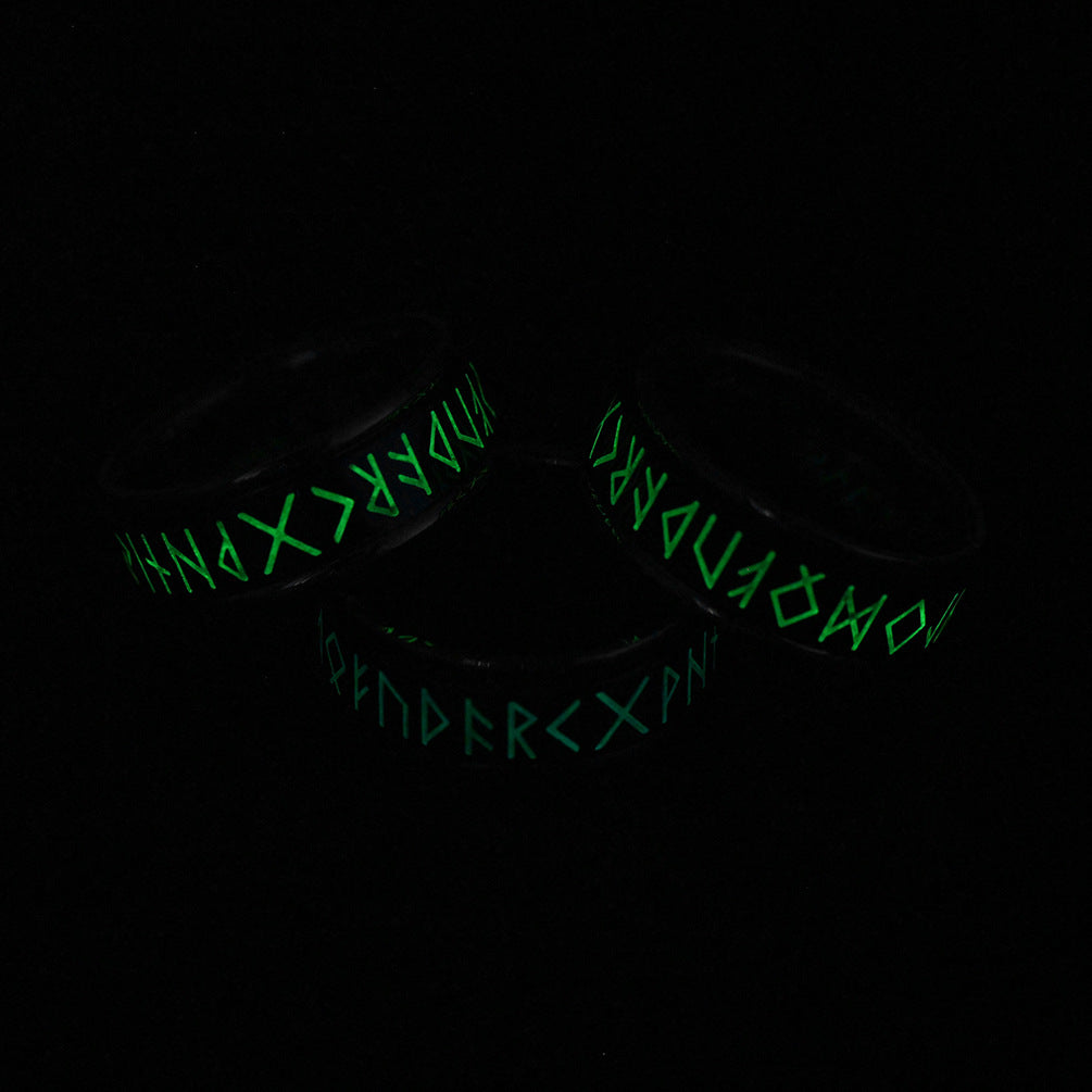 Nordic Viking Rune Spinning Meditation Ring – Glow in The Dark Minimalist Ring (Unisex)