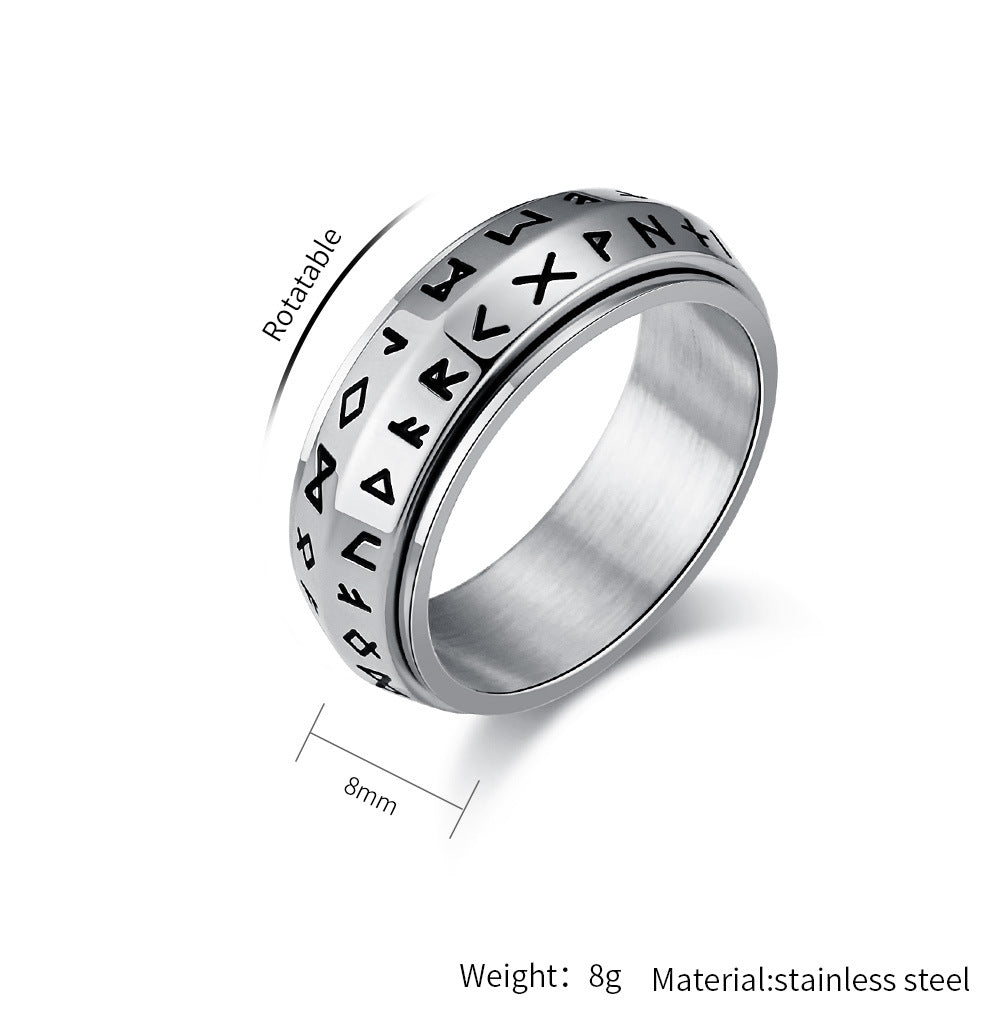 Nordic Viking Spinning Titanium Steel Ring – Men’s Meditation Jewelry for Stress Relief & Anxiety