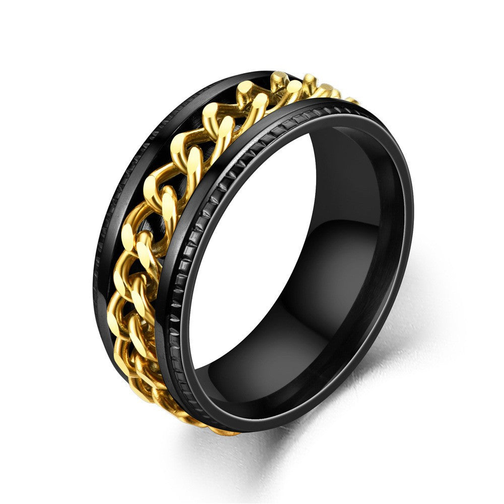 Rotatable Titanium Steel Chain Ring – Fashion Hip Hop Couple Rings, Mindful Meditation Stress Relief Ring