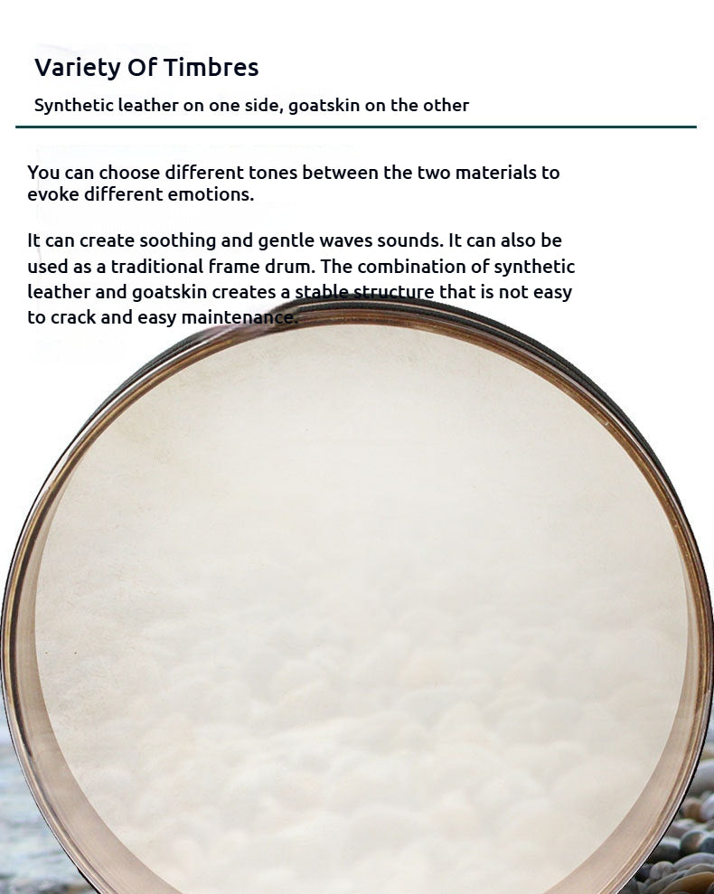 Healing Ocean Drum - Dual-Sided Goat/Synthetic Skin Natural Sound Therapy Instrument (16/18/20/22 Inch) for Yoga & Meditation