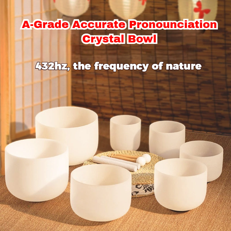 432Hz Crystal Singing Bowl Set - Yoga Meditation Sound Healing Bowl, Stress Relief, High-Purity Quartz, Precision Tuned
