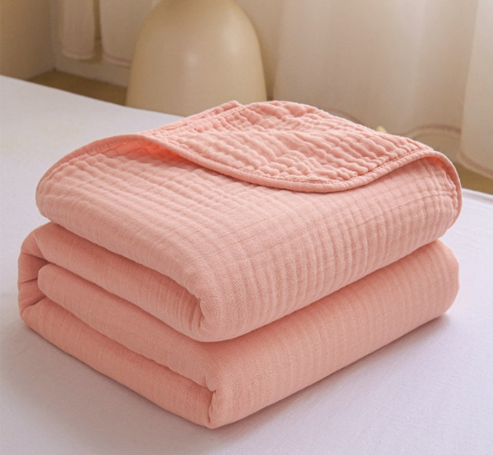 6-Layer Cotton Gauze Meditation Blanket - Baby-Safe 60S High-Density Bubble Weave, All-Season Yoga Throw