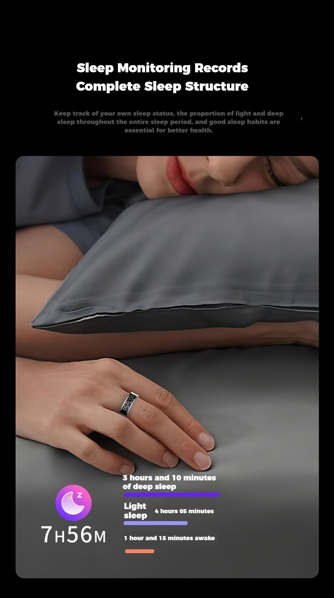 SY01 Smart Ring with Display – Health Monitor for Heart Rate, SpO2, Sleep Tracking, Gesture Control, Long Battery Life, IP68 Waterproof