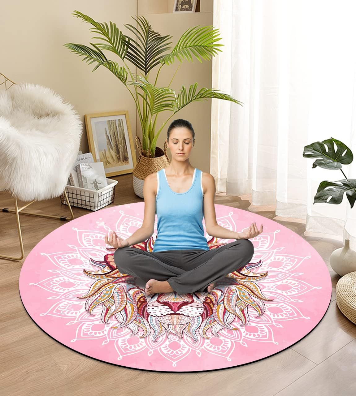 Suede & Natural Rubber Meditation Yoga Mat – Non-Slip Round Zen Mat for Yoga, Pilates & Workout