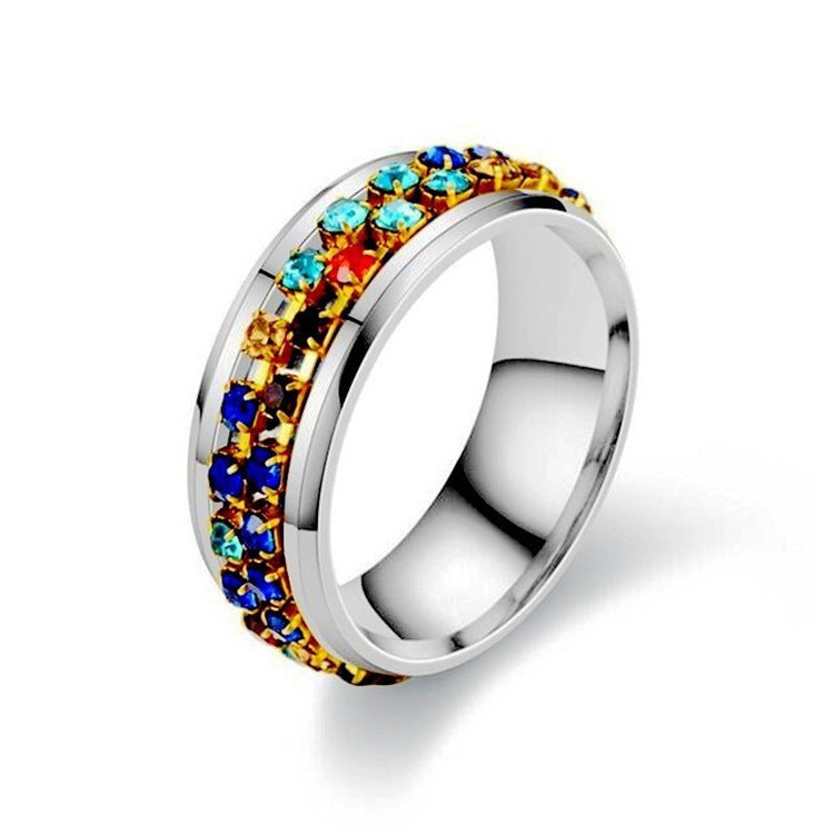 Titanium Steel Geometric Rings - Trendy Euro & Korean Minimalist Style (Black/Gold/Rainbow/Silver/Rose Gold)