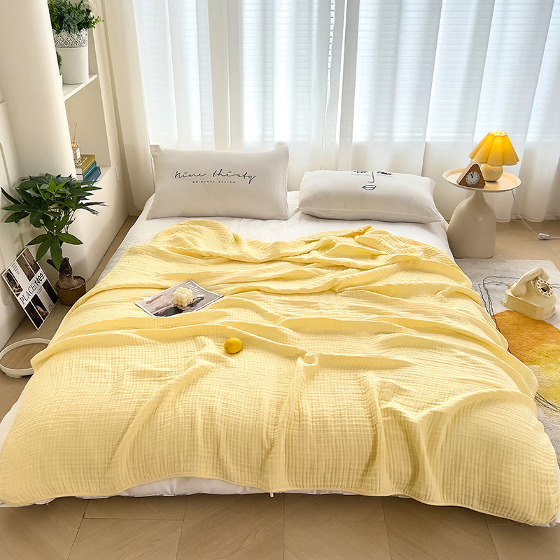 6-Layer Cotton Gauze Meditation Blanket - Baby-Safe 60S High-Density Bubble Weave, All-Season Yoga Throw