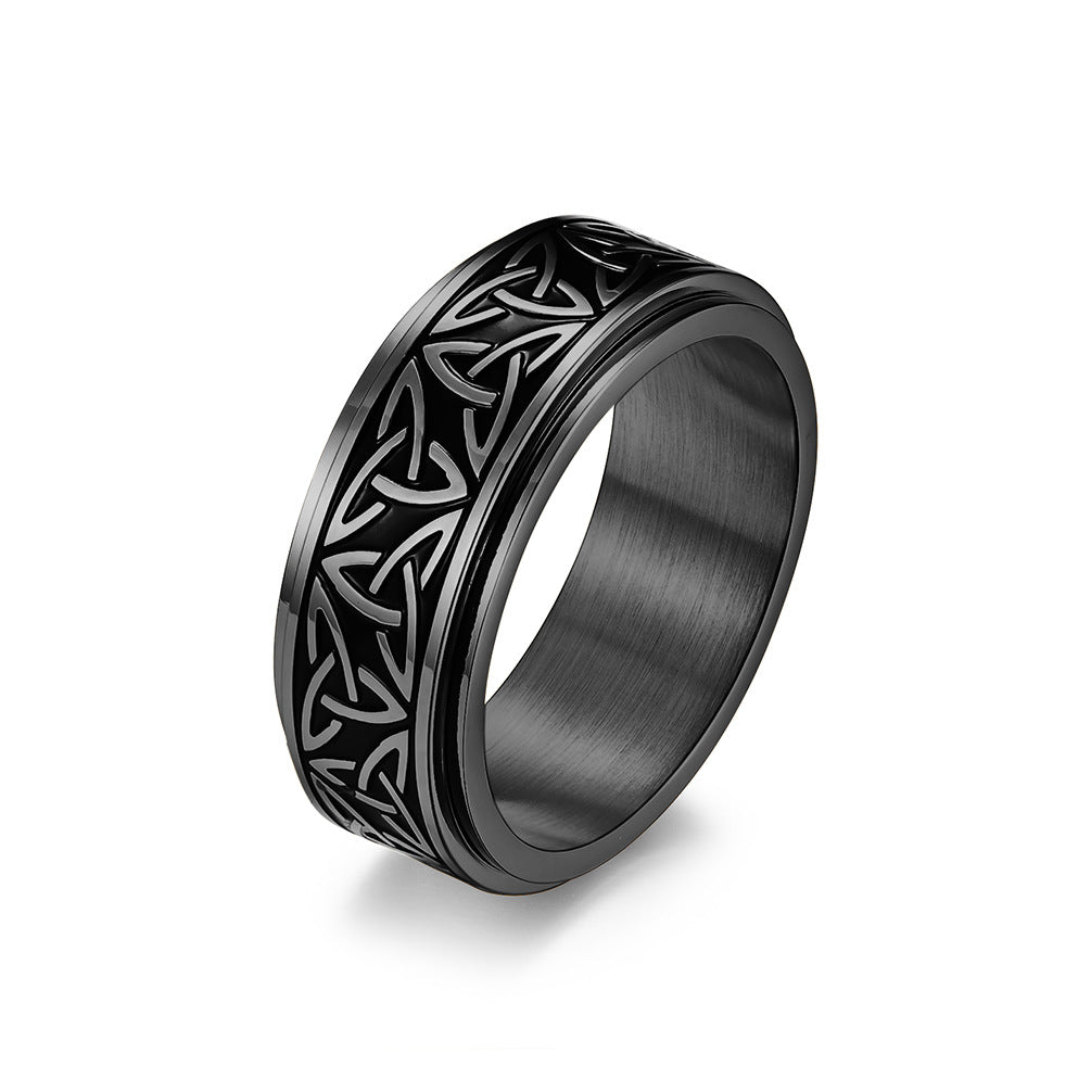 Nordic Viking Tri-Angle Rotating Titanium Steel Meditation Ring – Unisex Stress Relief Anxiety Ring