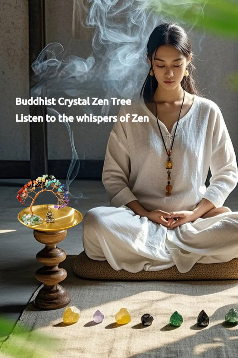 Runke Jewelry 7Chakras Crystal Tree Decor – Buddha Zen Meditation Yoga Feng Shui Ornament with Colorful Crystal