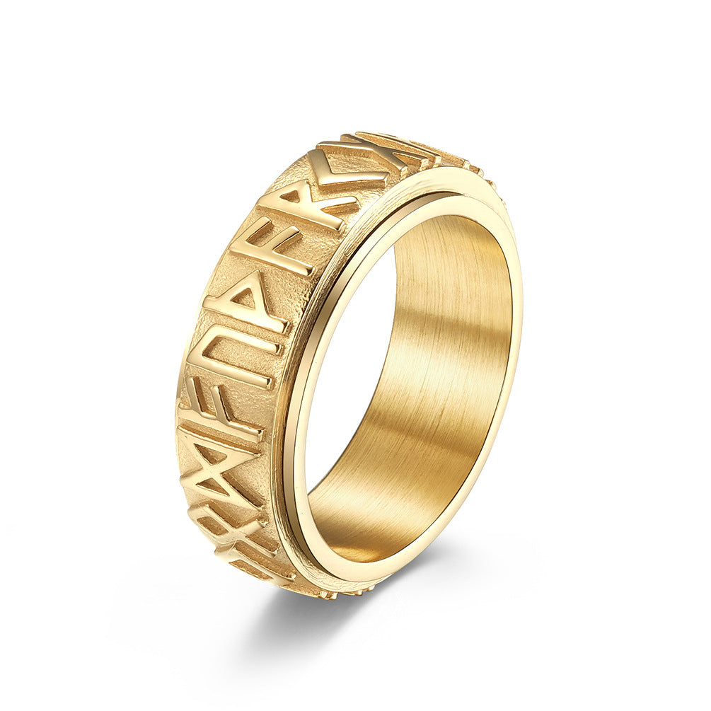 Nordic Viking Rune Spinning Ring – Stainless Steel Anxiety Relief Jewelry for Meditation, Unisex