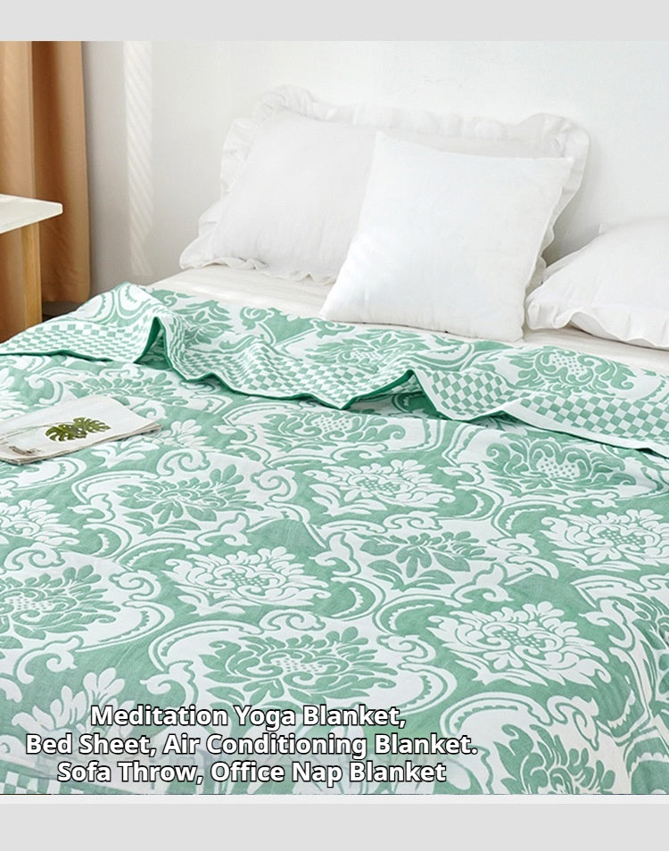 100% Cotton Gauze Blanket | Summer Cooling Throw | Multi-Purpose Meditation Yoga Blanket | Air-Con Blanket | Sofa Throw | Office Nap Blanket