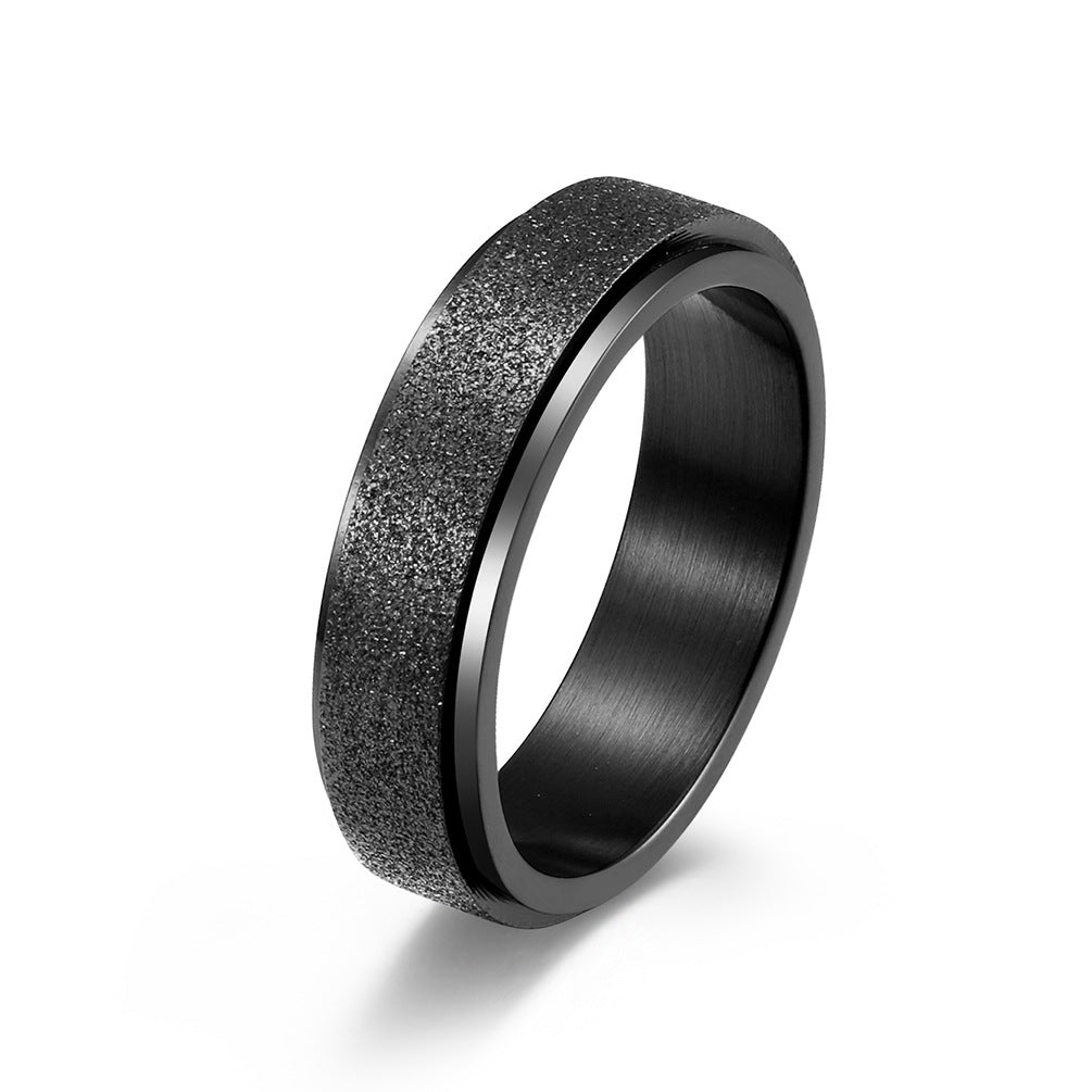 Unisex Minimalist Luxury Matte Pearl Sand Rotatable Titanium Steel Meditation Stress Relief Ring