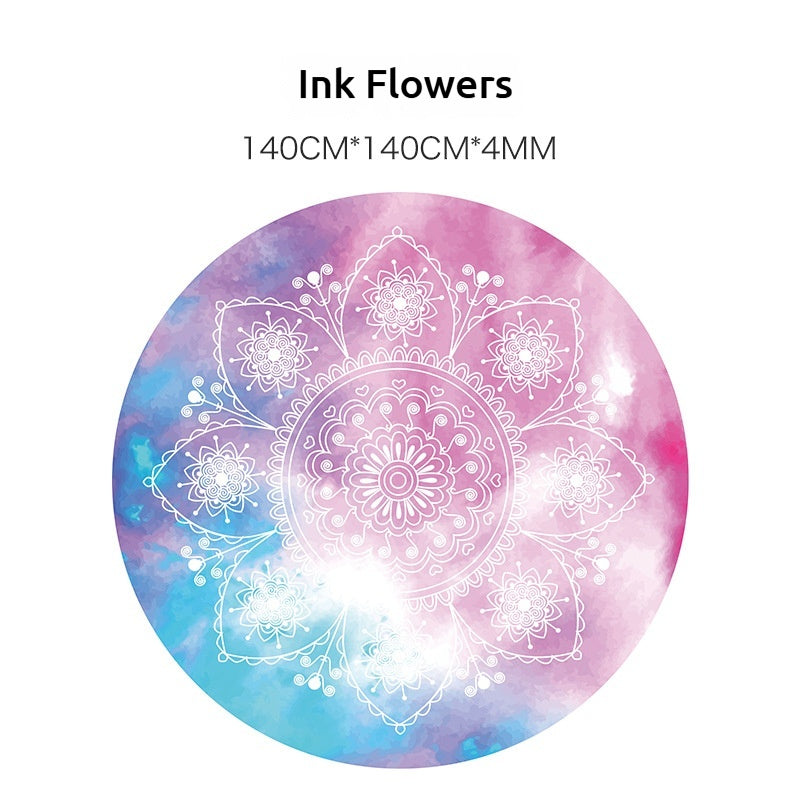 140CM Extra Large Suede & Natural Rubber Meditation Yoga Mat - High-Temperature Digital Print, Sweat-Absorbent, Non-Slip, Zen Meditation Cushion (Multiple Patterns Available)