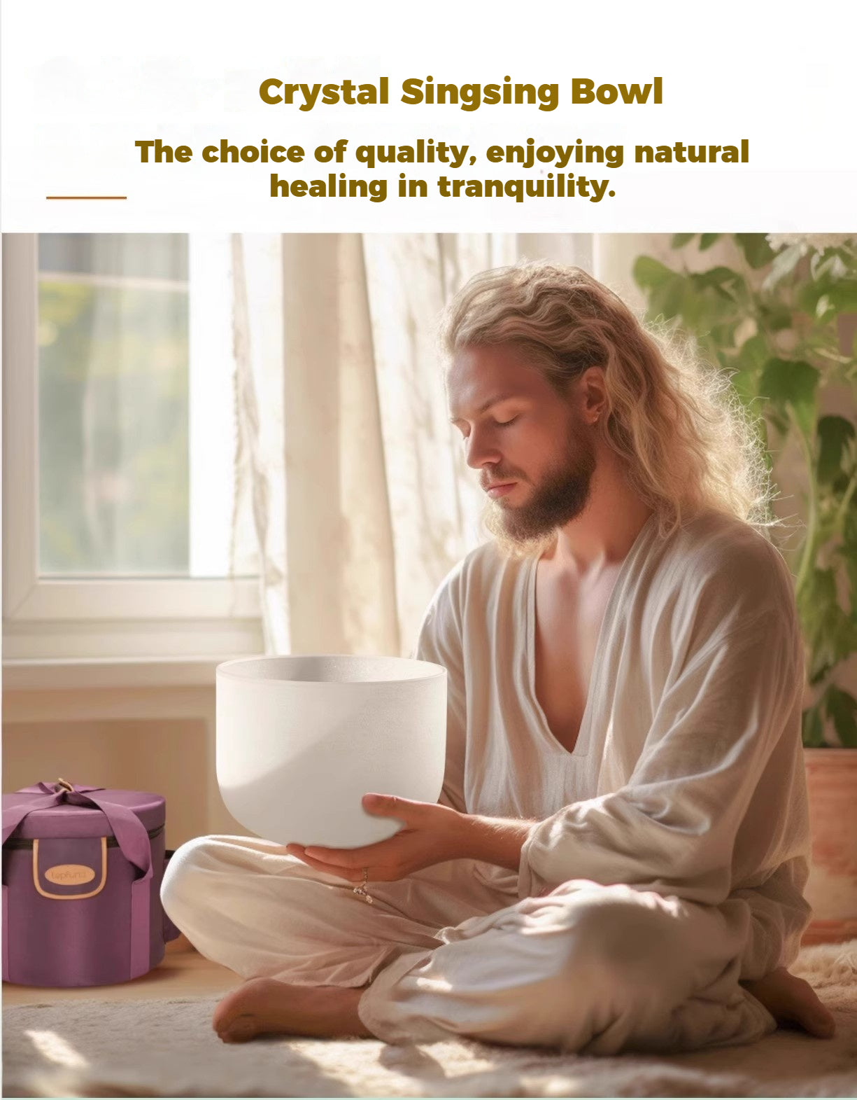 432Hz Crystal Singing Bowl Set - Yoga Meditation Sound Healing Bowl, Stress Relief, High-Purity Quartz, Precision Tuned
