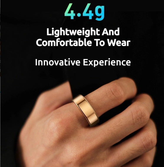R02 Smart Ring – Waterproof Blood Oxygen Monitor, Sleep Tracker, Heart Rate Monitor, Fitness & Photo Smart Ring (Black/Gold, Multiple Sizes)