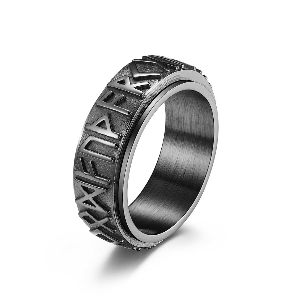 Nordic Viking Rune Spinning Ring – Stainless Steel Anxiety Relief Jewelry for Meditation, Unisex