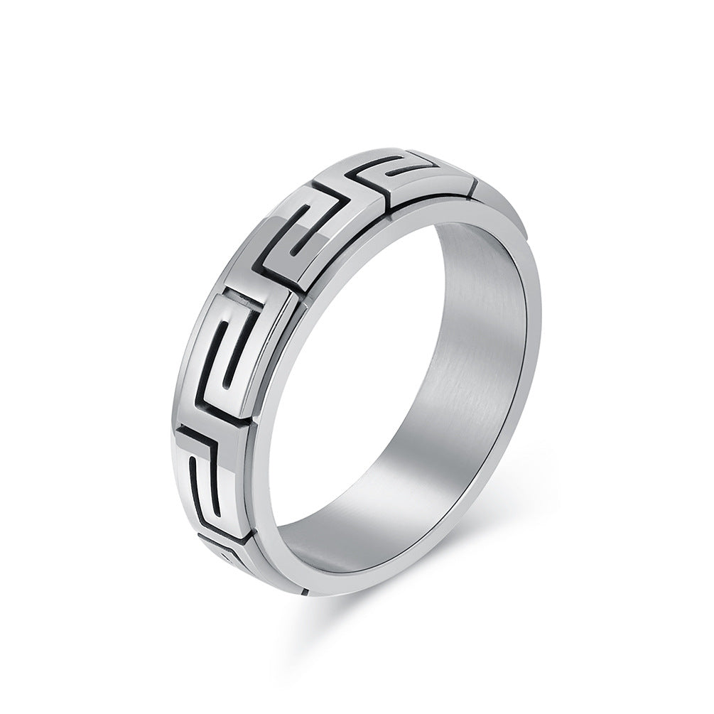 INS Minimalist Luxury Titanium Steel Meditation Spinner Ring for Anxiety Relief, Stress Reduction, Fashion Finger Ring