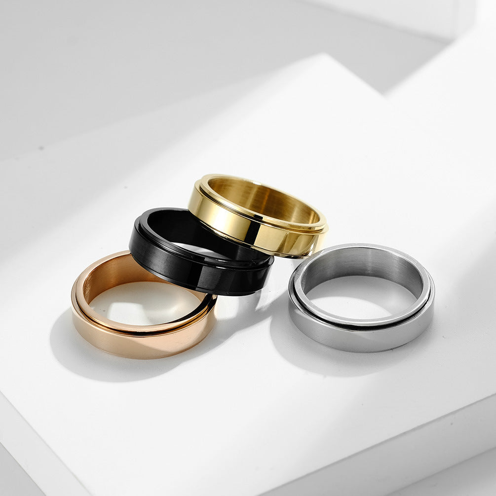 Minimalist Engravable Spinner Meditation Ring | Anxiety Relief Stainless Steel Unisex Couple Band (6mm 5g)