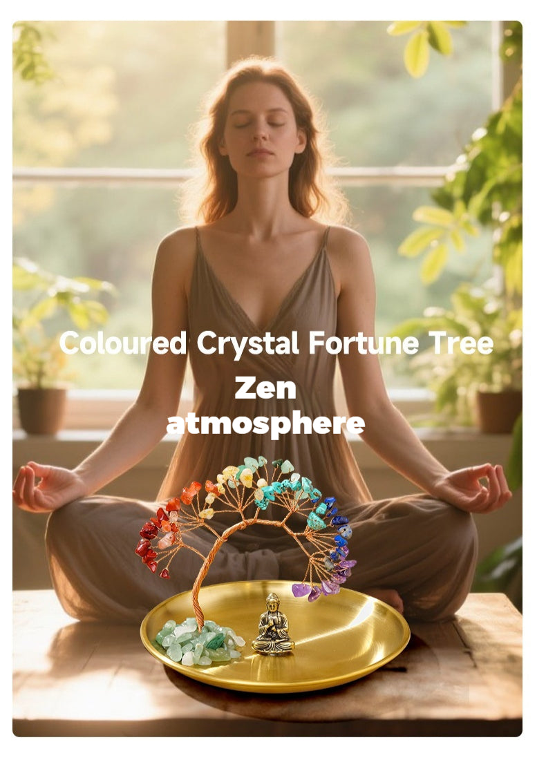 Runke Jewelry 7Chakras Crystal Tree Decor – Buddha Zen Meditation Yoga Feng Shui Ornament with Colorful Crystal