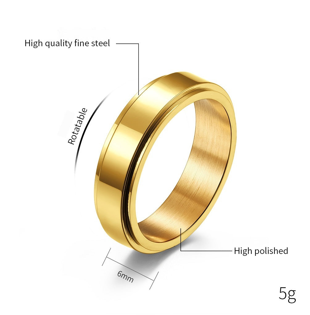 Minimalist Engravable Spinner Meditation Ring | Anxiety Relief Stainless Steel Unisex Couple Band (6mm 5g)