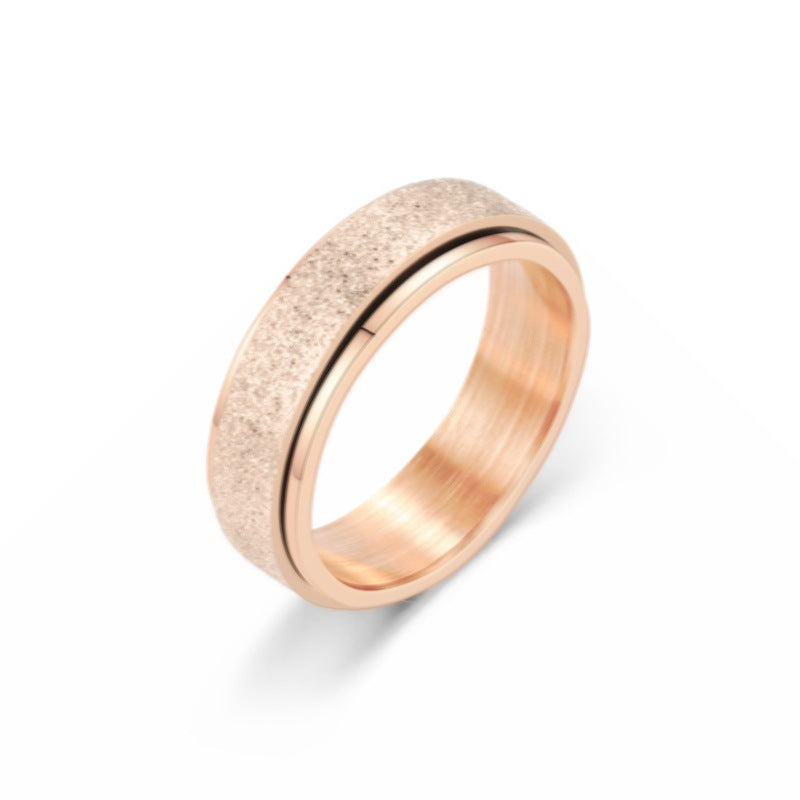 Matte Titanium Steel Rotatable Anxiety Relief Ring – Couple Fashion Jewelry (Black/Gold/Silver/Rainbow/Rose Gold/Blue)
