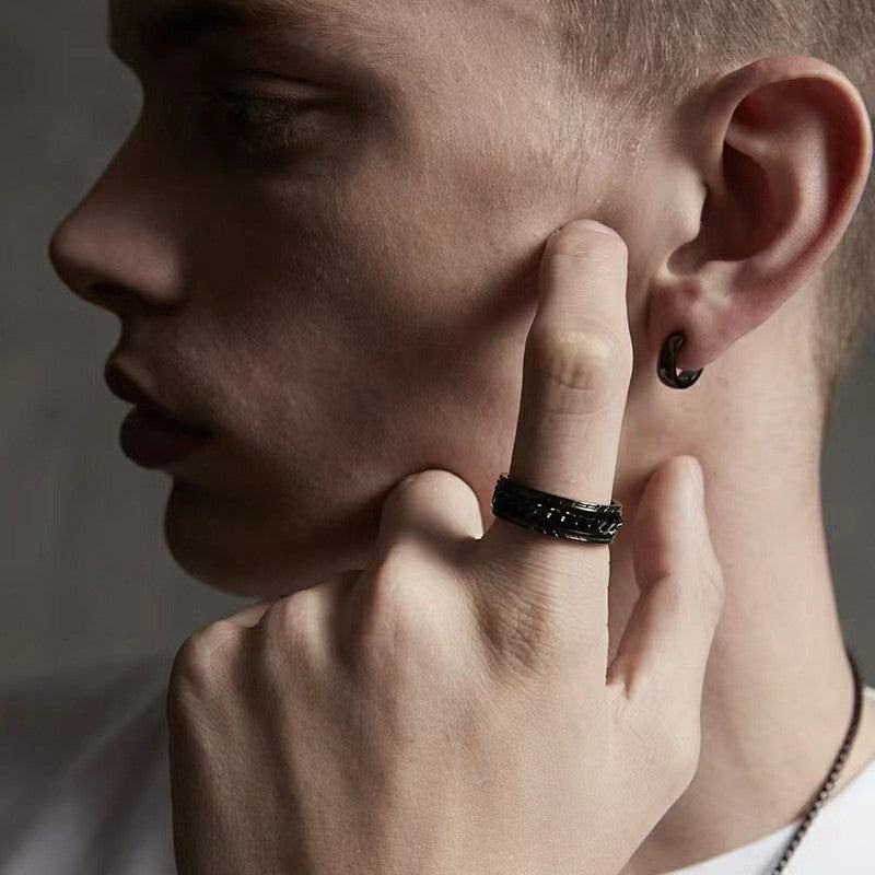 Rotatable Titanium Steel Chain Ring – Fashion Hip Hop Couple Rings, Mindful Meditation Stress Relief Ring