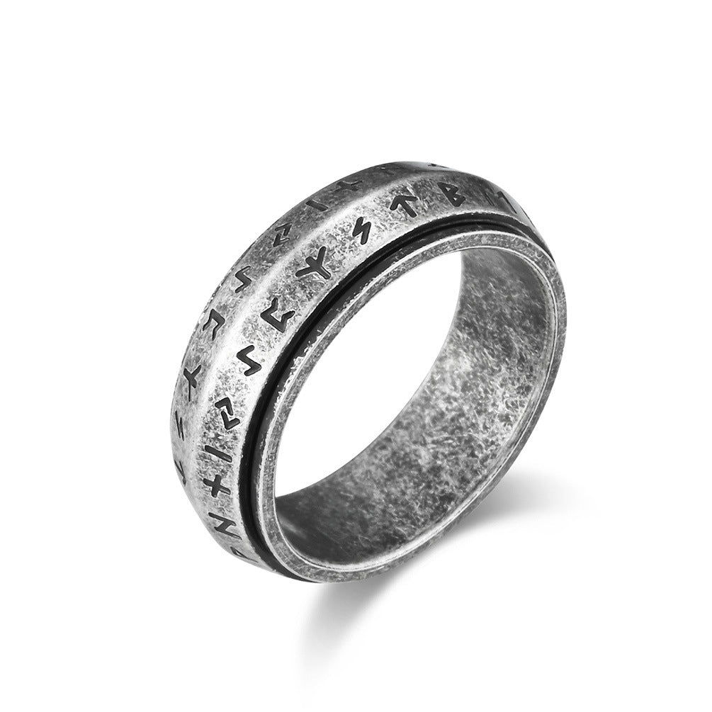 Nordic Viking Spinning Titanium Steel Ring – Men’s Meditation Jewelry for Stress Relief & Anxiety