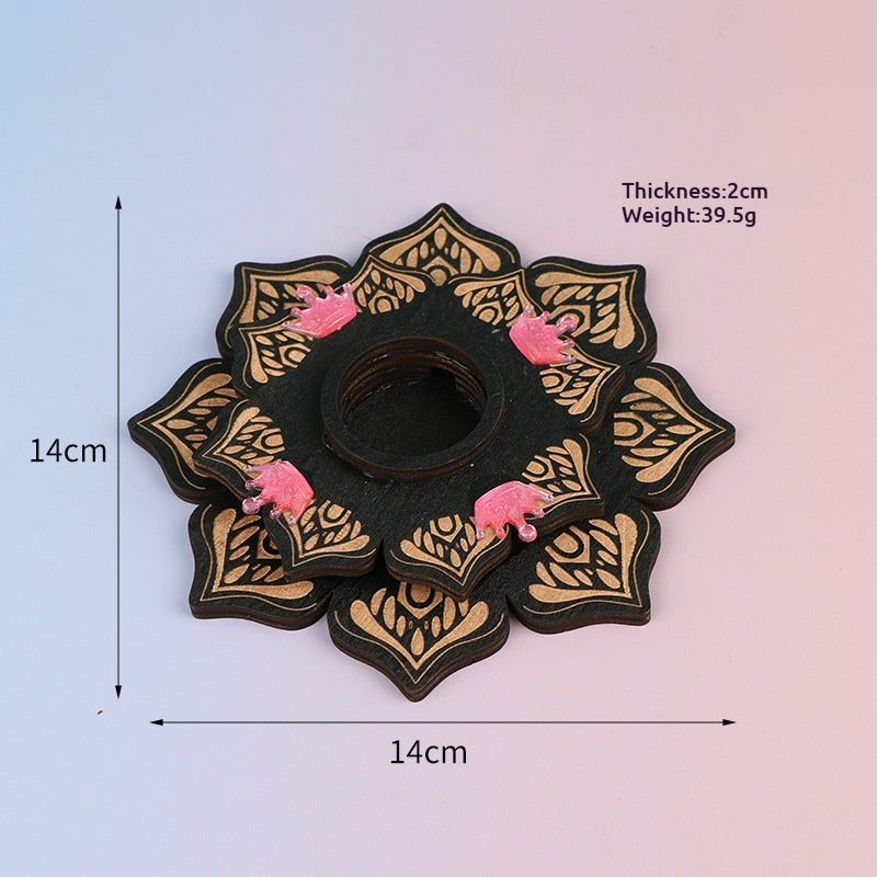 Multi-Layer Crystal Ball Display Stand Wooden Craft Base – Meditation Energy Creative Wooden Decor (Style A/B/C, with Crown Decoration)