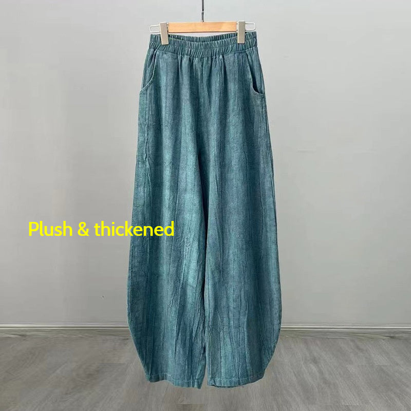 2025 New Ramie Tie-Dye Distressed Casual Pants – Women’s Linen Boho Meditation Harem Pants