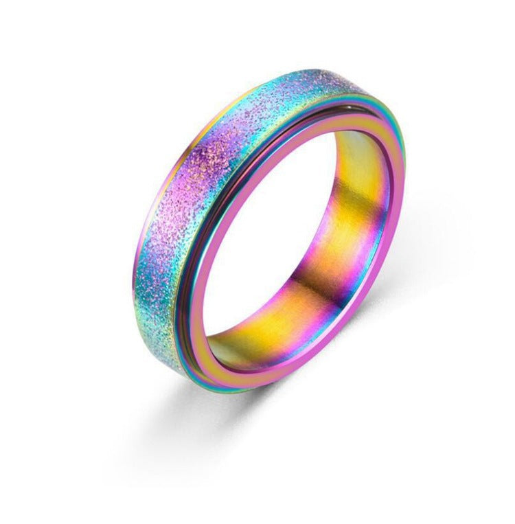 Titanium Steel Geometric Rings - Trendy Euro & Korean Minimalist Style (Black/Gold/Rainbow/Silver/Rose Gold)