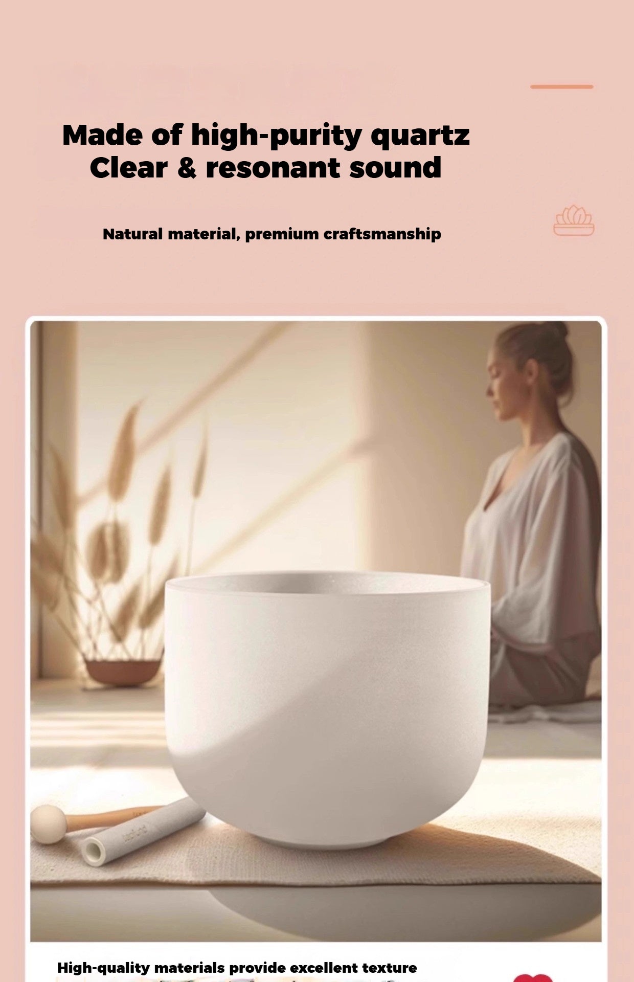 432Hz Crystal Singing Bowl Set - Yoga Meditation Sound Healing Bowl, Stress Relief, High-Purity Quartz, Precision Tuned