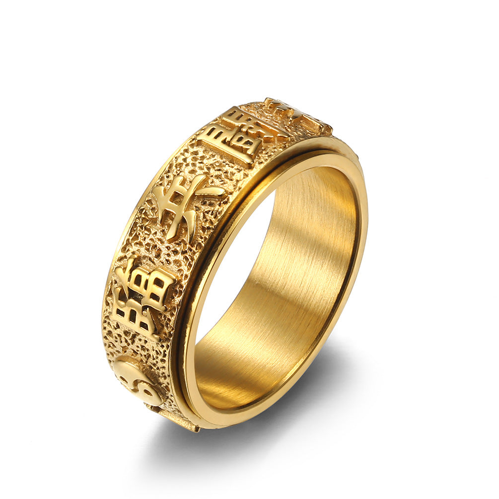Chinese Taoist Nine Character Mantras Spinning Ring - Anxiety Relief Meditation Jewelry