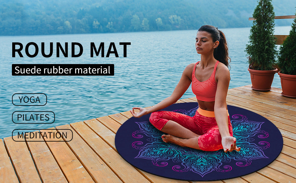 Suede & Natural Rubber Meditation Yoga Mat – Non-Slip Round Zen Mat for Yoga, Pilates & Workout