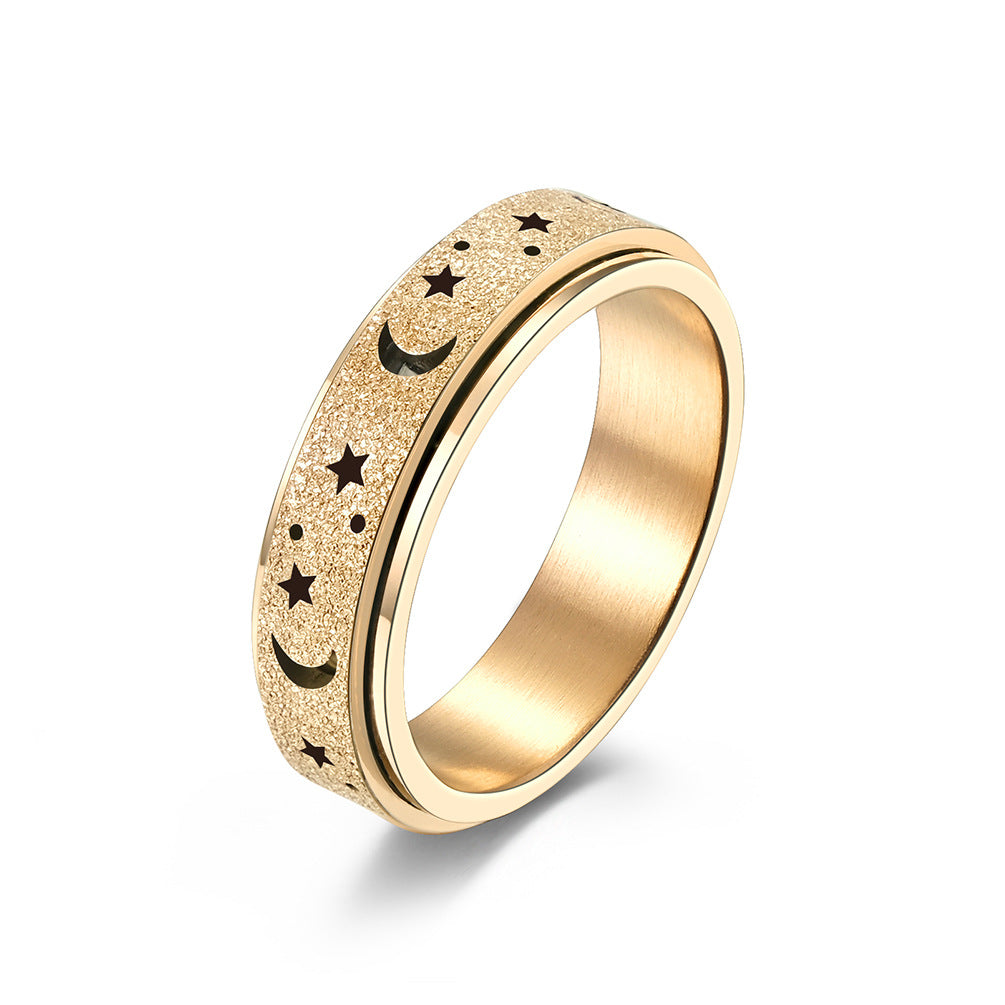 Matte Hollow Star Moon Stainless Steel Spinner Ring for Stress Relief Anxiety – Unisex Meditation Jewelry