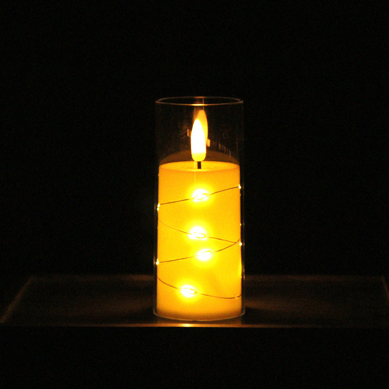 Copper Wire LED Flameless Candle Cup - Remote Control Christmas Party Lights, Meditation Mood Lighting, Restaurant Decor, Acrylic Cup Candles for Wedding
