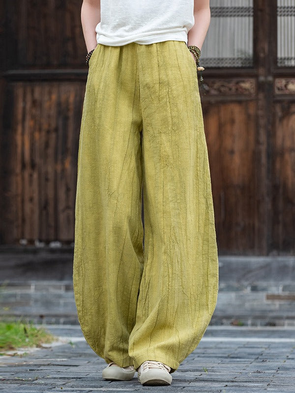 2025 New Ramie Tie-Dye Distressed Casual Pants – Women’s Linen Boho Meditation Harem Pants
