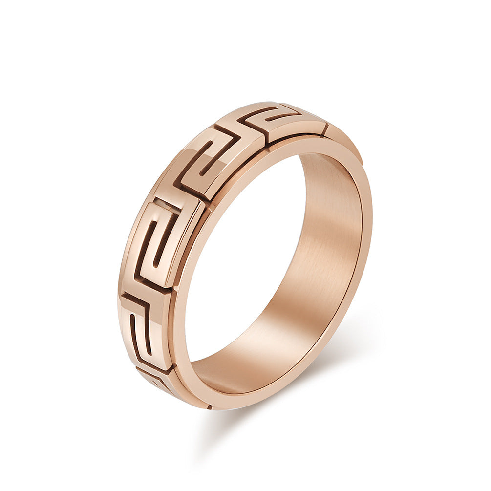 INS Minimalist Luxury Titanium Steel Meditation Spinner Ring for Anxiety Relief, Stress Reduction, Fashion Finger Ring