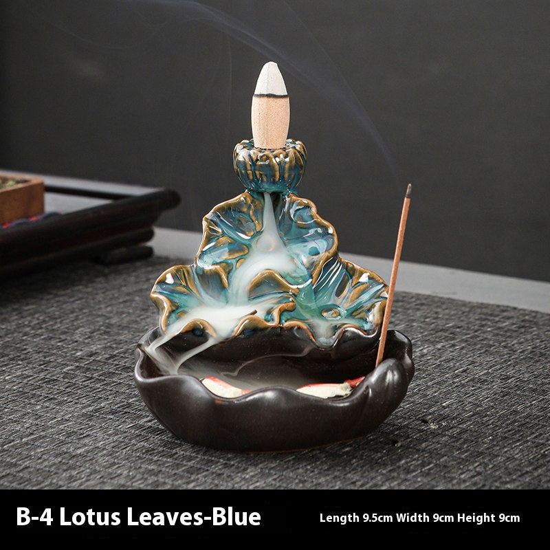 Ceramic Backflow Incense Burner – Handmade Zen Double Fish Design, Reflow Incense Holder for Home Decor, Meditation