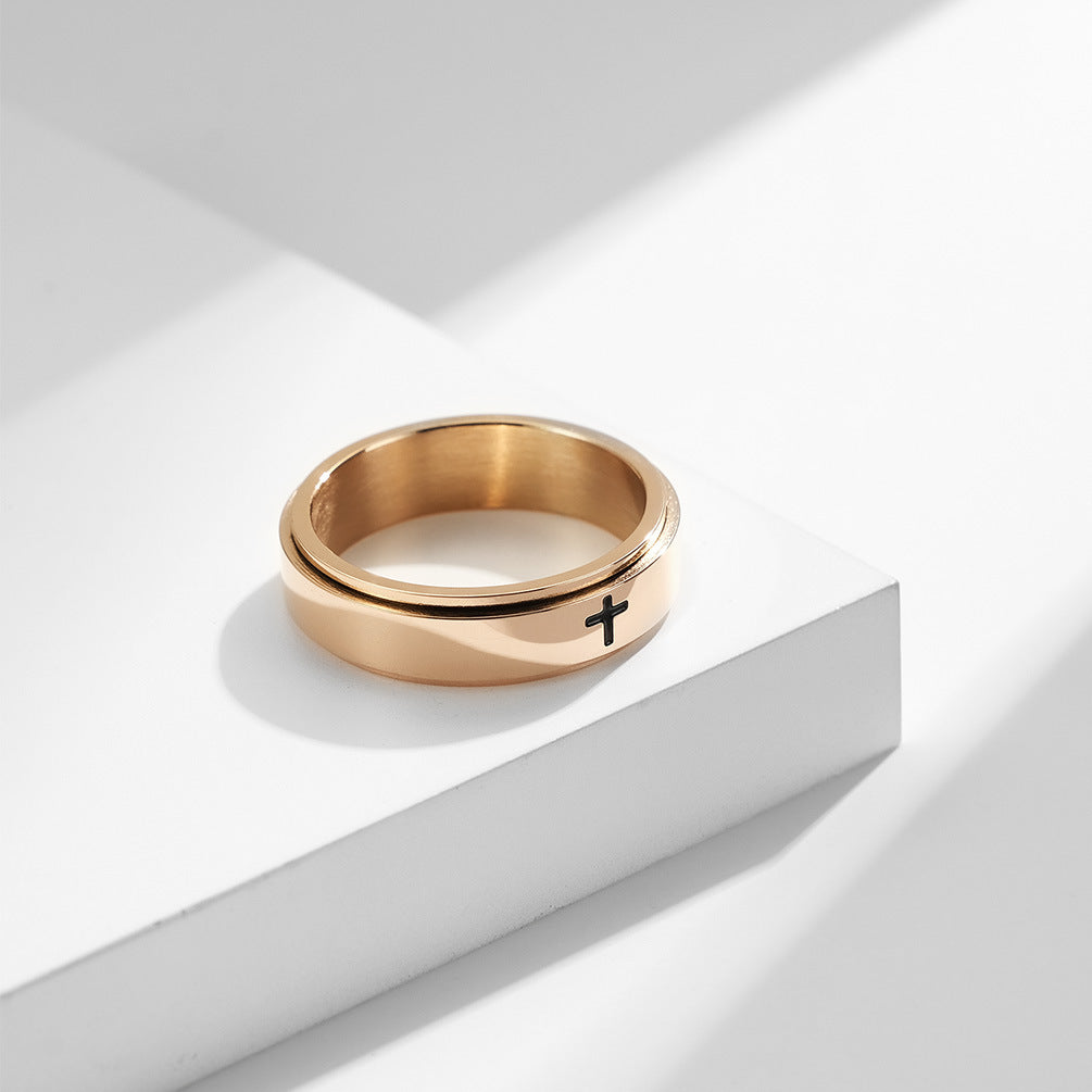 Spinnable Cross Meditation Ring for Anxiety Relief | Stainless Steel Stress Relief Jewelry | Unisex