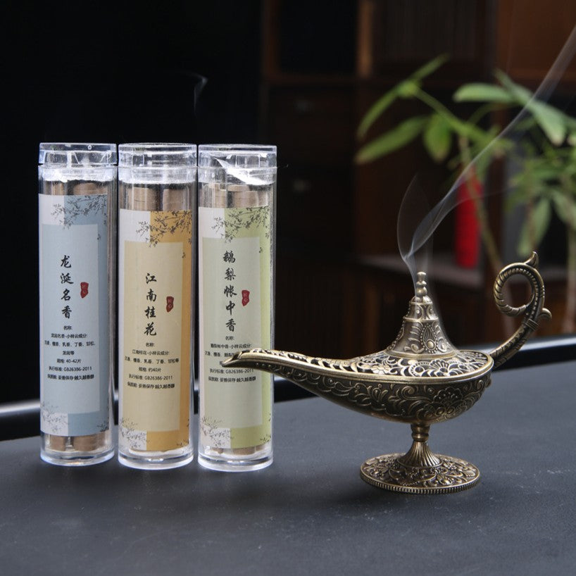 Aladdin Lamp Meditation Incense Set - Auspicious Cloud Pads (Li Yu's Bedchamber/Ambergris/Osmanthus),for Air Purifying, Stress Relief & Better Sleep