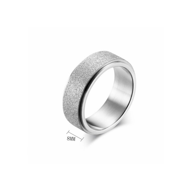 Matte Titanium Steel Rotatable Anxiety Relief Ring – Couple Fashion Jewelry (Black/Gold/Silver/Rainbow/Rose Gold/Blue)