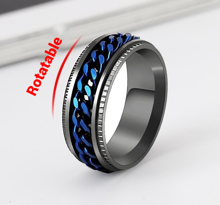 Rotatable Titanium Steel Chain Ring – Fashion Hip Hop Couple Rings, Mindful Meditation Stress Relief Ring
