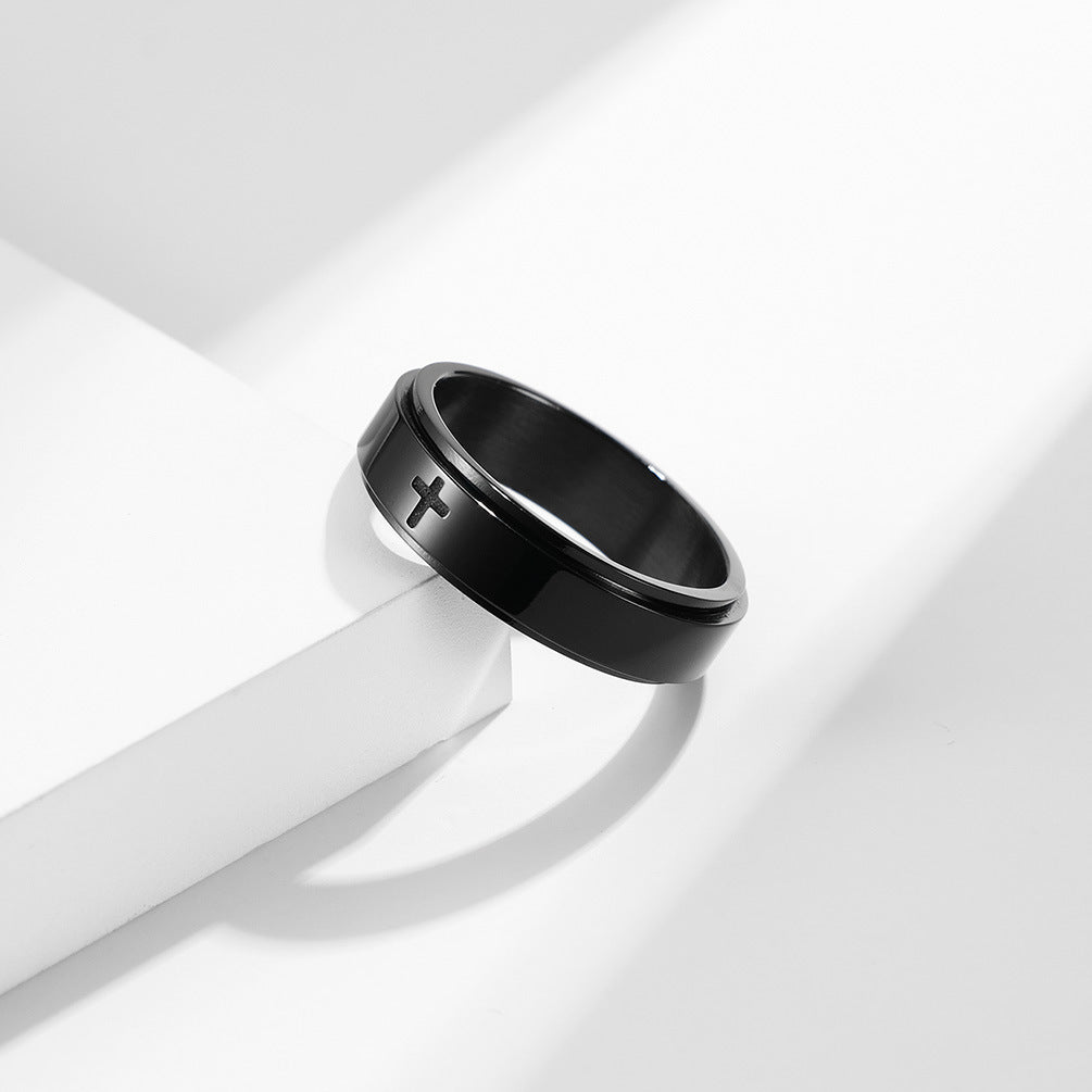 Spinnable Cross Meditation Ring for Anxiety Relief | Stainless Steel Stress Relief Jewelry | Unisex
