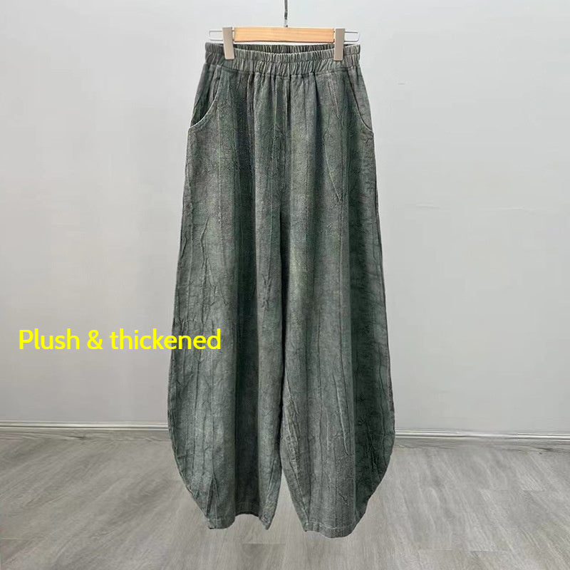 2025 New Ramie Tie-Dye Distressed Casual Pants – Women’s Linen Boho Meditation Harem Pants