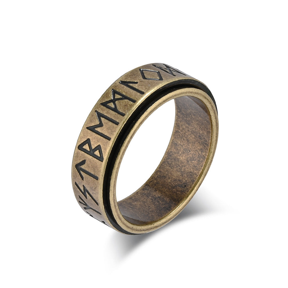 Nordic Viking Rune Spinning Meditation Ring – Stress Relief Titanium Steel Unisex Minimalist Jewelry