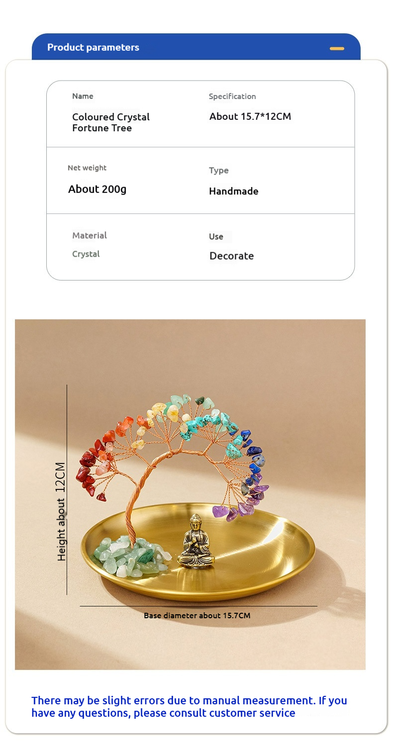 Runke Jewelry 7Chakras Crystal Tree Decor – Buddha Zen Meditation Yoga Feng Shui Ornament with Colorful Crystal